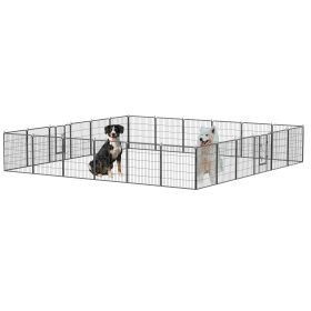Dog Pens Outdoor 32" Height Foldable24 Panels Heavy Duty Metal Portable Dog Playpen Indoor Anti-Rust Exercise Dog Fence with Doors for Large/Medium/Sm
