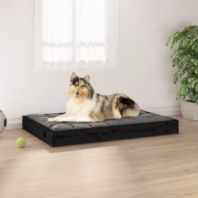 Dog Bed Black 36"x25.2"x3.5" Solid Wood Pine