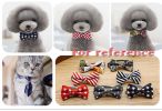Adjustable Red and White Stripe Dog Cat Neck Tie Gentleman Dog Collar 6-11 Inches