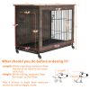 23.6"L x 20"W x 26"H Dog Crate Furniture with Cushion, Wooden Dog Crate Table, Double-Doors Dog Furniture, Dog Kennel Indoor for Small Dog, Dog House,