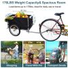 Foldable Bicycle Cargo Wagon Trailer Two-Wheel Bike Cargo Trailer with 15.8In Wheel Removable Cover 176LBS Weight Capacity