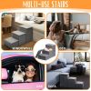 Gray Dog Stairs for High Beds or CouchFoldable Dog Steps With Storage Pet Steps for Small Dogs Medium Dogs Puppy Stairs