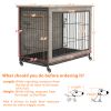 Dog Crate Furniture , 38'' Heavy Duty Wooden Dog Kennel with Double Doors & Flip-Top for Large Dogs, Furniture Style Dog Crate End Table with Wheels,