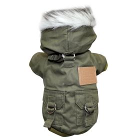 Double-layer plus fleece pet clothes (Option: Army Green-XS)