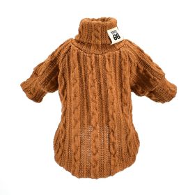 Pet Turtleneck Knitted Sweater Winter Dog Cat Keep Warm (Option: Khaki-L)
