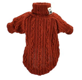 Pet Turtleneck Knitted Sweater Winter Dog Cat Keep Warm (Option: Orange-S)