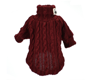 Pet Turtleneck Knitted Sweater Winter Dog Cat Keep Warm (Option: Wine Red-L)