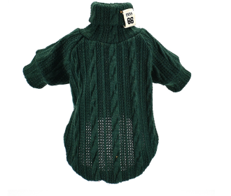 Pet Turtleneck Knitted Sweater Winter Dog Cat Keep Warm (Option: Green-XS)
