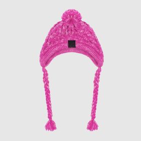 Fur Ball Warm And Windproof Fluffy Ball Knitting Method Dog Fighting Hat (Option: Pink-S)
