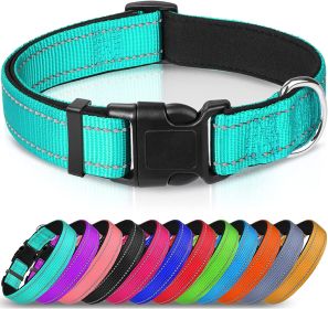 Reflective Dog Collar; Soft Neoprene Padded Breathable Nylon Pet Collar Adjustable for Medium Dogs (Color: Green, size: Medium (Pack of 1))
