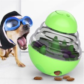 Dog Toys Food Ball Food Dispenser Training Balls Interactive Puppy Cat Slow Feed Pet Tumbler Toy Dogs Puzzle Toys Pet Supplies (Color: Green)