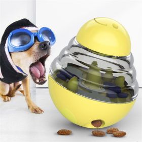 Dog Toys Food Ball Food Dispenser Training Balls Interactive Puppy Cat Slow Feed Pet Tumbler Toy Dogs Puzzle Toys Pet Supplies (Color: Yellow)