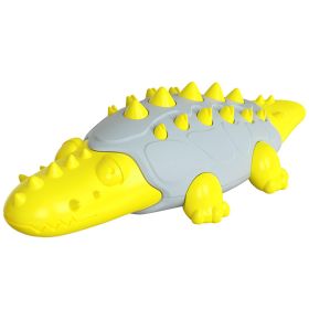 Rubber Kong Dog Toy Small Dog Accessories Interactive Puppy Dog Toothbrush Teeth Cleaning Brushing Stick French Bulldog Toys (Color: Crocodile Yellow)