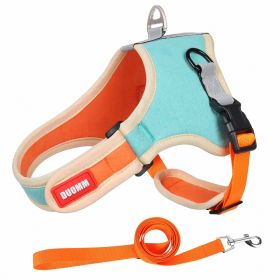 dog Harnesses and dog leash set; Suede Pet Chest Strap Saddle Vest Style Dog Chest Back Reflective Dog Strap Dog Rope Wholesale (colour: green, Specification (L * W): L)