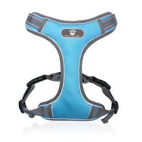dog Harnesses; Pet Traction Rope Mesh Breathable Big Dog Chest Strap Vest Reflective Dog Rope Spot Wholesale (colour: Light blue, Specification (L * W): M (12-32 kg))