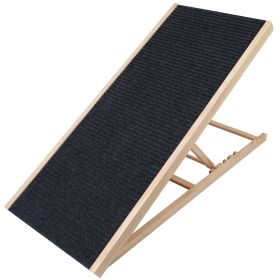 Foldable Wooden Dog Ramp for High Beds Non Slip Heights Adjustable Pet Cat Ramp for Couch Car SUV (size: L)